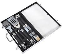 SOUK ONE Lot de 11 ustensiles de barbecue en acier inoxydable - Mallette de barbecue - Accessoires pour homme - Cadeau pour barbecue et cuisine - Avec brosse à barbecue, fourchette, pince à barbecue,