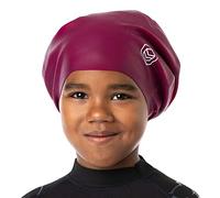 SOUL CAP JR - Bonnet de Bain Large pour Les Enfants - Fait pour Cheveux Longs, Dreadlocks, Tissages, Extensions, Tresses, Boucles et Coupes Afro - Silicone (L, Rouge)