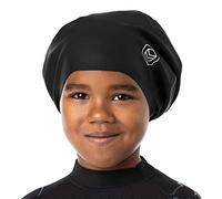 SOUL CAP JR - Bonnet de Bain Large pour Les Enfants - Fait pour Cheveux Longs, Dreadlocks, Tissages, Extensions, Tresses, Boucles et Coupes Afro - Silicone (L, Noir)