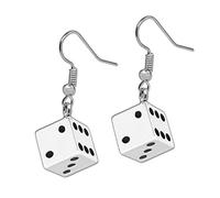 Soul-Cats 1 paire de boucles d'oreilles cubes noir blanc rockabilly rock n roll goujon pin up, couleur: blanc