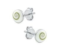 Soul-Cats 1 paire de boucles d'oreilles en argent sterling 925 avec véritable coquillage - Shiva Eye rond Ø 6 mm ou 10 mm - Élégantes boucles d'oreilles pour femme, 10 mm, Acier inoxydable, Pas de