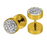 Soul-Cats 1 paire de fakeplugs strass brillants en acier inoxydable or argent noir, couleur:or