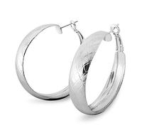 Soul-Cats Boucles d'oreilles créoles larges pour femme 40 mm Argenté/doré/or rose/anthracite brillant et motif losanges