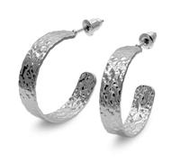 Soul-Cats Boucles d'oreilles créoles martelées pour femme - Argent et or rose - Demi-créoles larges - Bijou élégant - Design moderne et noble