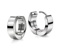 Soul-Cats créoles à charnière en titane G23 argent - créoles ultra-légères unisexes boucles d'oreilles pour femmes et hommes taille Ø 14 mm/largeur 3 mm