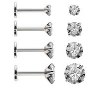 Soul-Cats Lot de 4 paires de boucles d'oreilles en titane G23 pour homme et femme - Boucles d'oreilles en oxyde de zirconium hypoallergéniques Tailles 2/3/4/5 mm - Fermeture à vis - Boucles d'oreilles