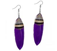 Soul-Cats plume élégante boucles d'oreilles en plusieurs couleurs Hippie boucles d'oreilles printemps, couleur: pourpre