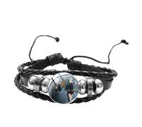 Soul Eater Bracelet en cuir Albarn Maka Death the Kid Glass Art Picture Cosplay Fans Accessoires Multicouches Corde tressée Bijoux, 20 mm, Verre