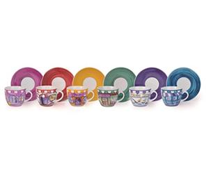 Soul Kitchen Set de tasses à café avec soucoupes 6 unités 90 cl Multicolore