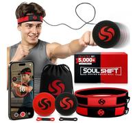 Soul Shift Boxe Reflex Ball - Entraîneur de Coordination œil-Main de qualité supérieure pour Boxe, MMA et Fitness - 2 Bandeaux réglables + Balle Pro Reflex - Améliore la Vitesse de réaction et la