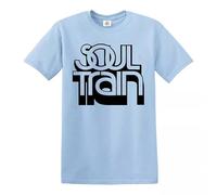 Soul - Train - T-shirt pour homme Motown North Soul Gladys Knight Marvin Gaye Série TV, T-shirt Bleu Ciel - Imprimé Noir, XL