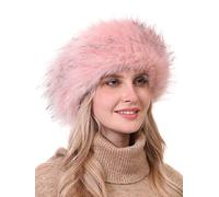 Soul Young Bandeau En Fourrure Chapka Russe Femmes Bandeaux Fausse Fourrure De Hiver Pour Ski(Rose avec Pointe)