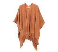 soul young Chale Femmes Tricot Gilet Poncho, Cape Grande Soiree Taille Cardigan Kimono Wrap Pashmina(Taille unique,Orange)