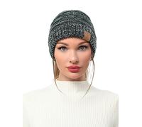 soul young Chapeaux Beanie pour Femmes avec Trou pour Queue de Cheval Bonnets en Tricot Doux Extensibles Thermiques d'hiver(Tailleunique,3tonsVert)
