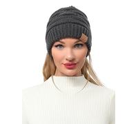 soul young Chapeaux Beanie pour Femmes avec Trou pour Queue de Cheval Bonnets en Tricot Doux Extensibles Thermiques d'hiver(Tailleunique,Grisfoncé)