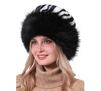 soul young Chapka Fausse Fourrure Léopard Russe Femmes Glamorous Toque Hiver(Zèbre)