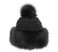 soul young Chapka Fausse Fourrure Russe Femmes Glamorous Toque Hiver avec Pompom(Taille Unique,Noir)