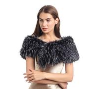 soul young Col Fausse Fourrure Femmes Hiver Dames Echarpe Etoles Châle(120CM,Noir&Blanc)
