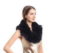 soul young Col Fausse Fourrure Femmes Hiver Dames Echarpe Etoles Châle(Noir)