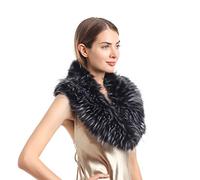 soul young Col Fausse Fourrure Femmes Hiver Dames Echarpe Etoles Châle(Noir&Blanc)