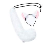 soul young Femmes Fausse Fourrure Oreilles et Queue de Renard Chat Cosplay Costume Adulte Halloween Noël Carnaval Party(Blanc)