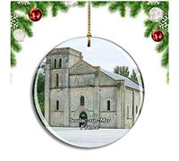 Soulac-sur-Mer France Basilique Notre-Dame-De-La-Fin-des-Terres Hanging Noël Décorations avec Ruban Doré Suspension Pendentif pour Maison Bureau Fête 7.3Cm
