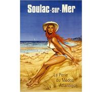 Soulac sur Mer Pin Up Reproduction Affiche Poster - Format Size 50X70 cm Papier 300 GR-Vente du fichier numérique HD Possible Nous Consulter (Boutique : affichevintage.FR)