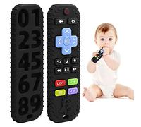 Soulagement des Dentition Jouet pour Bébés 0-6 12 Mois Cadeaux, Télécommande en Jouets de Bain en Silicone pour 3 6 9 Mois Autiste, Sensoriels de Qualité Alimentaire, Noir
