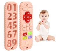 Soulagement des Dentition Jouets pour Bébés 3-6 12 Mois Cadeaux, Télécommande en Jouets de Bain pour Bébé en Silicone pour 3 6 9 Mois Autiste, Jouets Sensoriels de Qualité Alimentaire, Rose