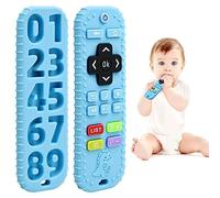 Soulagement des Dentition Jouets pour Bébés 3-6 12 Mois Cadeaux, Télécommande en Jouets de Bain pour Bébé en Silicone pour 3 6 9 Mois Autiste, Jouets Sensoriels de Qualité Alimentaire, Bleu