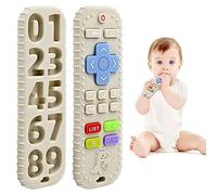 Soulagement des Dentition Jouets pour Bébés 3-6 12 Mois Cadeaux, Télécommande en Jouets de Bain pour Bébé en Silicone pour 3 6 9 Mois Autiste, Jouets Sensoriels de Qualité Alimentaire, Beige