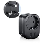 SoulBay Adaptateur Prise Anglaise UK Angleterre France avec USB et USB-C, Adaptateur de Voyage, Europe Francais FR 2 Broches vers GB 3 Broches pour Royaumeuni Irlande Écosse, Adaptateur Type G