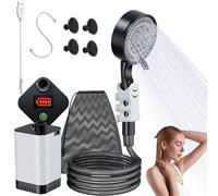 SoulBay Douche de camping sans fil avec pompe, 12 V, kit de douche de camping avec batterie de 5200 mAh et design fixe, pommeau de douche extérieur pour voyage, nettoyage des animaux domestiques,