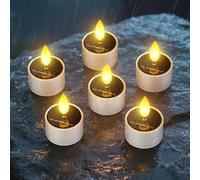 SoulBay Lot de 6 bougies chauffe-plat solaires d'extérieur étanches à piles LED sans flamme vacillantes pour terrasse, jardin, camping, décoration de chambre
