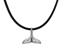 SoulCats 1 Collier en Cuir avec Un Pendentif en Argent Noir en Forme d'aileron de Requin-Baleine