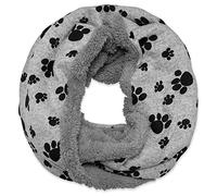 SoulCats Cats Écharpe bouclée douillette avec pattes ou étoiles et fourrure en noir ou gris, Pattes grises, 25cm X 150cm