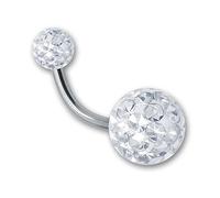 SoulCats® Nombril Piercing Banana avec Tige Boule de Cristal Gel de revêtement époxy 1.6, Couleur: Blanc, Longueur: 8 mm