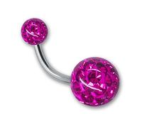 SoulCats® Nombril Piercing Banana avec Tige Boule de Cristal Gel de revêtement époxy 1.6, Couleur: Pink; Longueur: 8 mm