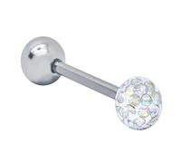 SoulCats Piercing Anneau Barbell Langue Sein Strass Cristal de Tige en Acier Chirurgical, Couleur: Arc en Ciel