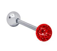 SoulCats Piercing Anneau Barbell Langue Sein Strass Cristal de Tige en Acier Chirurgical, Couleur: Rouge