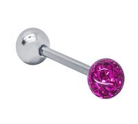 SoulCats Piercing Anneau Barbell Langue Sein Strass Cristal de Tige en Acier Chirurgical, Couleur: Violet