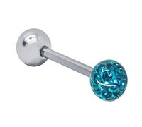 SoulCats Piercing Anneau Barbell Langue Sein Strass Cristal de Tige en Acier Chirurgical, Couleurs: Turquoise