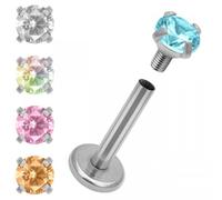 SoulCats Set de Piercing en Acier Inoxydable Labret Tragus Monroe lèvre d'oreille avec Pierre Strass, Longueur: 8 mm