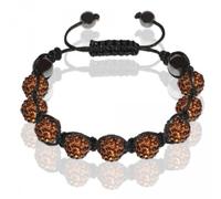 SoulCats Shamballa Bracelet Strass Scintillant Porte-Bonheur avec 9 Boules de Cristal, Une Couleur, Couleur: Moka