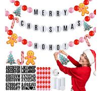 Soulchen Bannière de Noël géante à faire soi-même, bracelets d'amitié, guirlandes de décorations de fête de Noël, ornements personnalisables avec boules, lettres, cartes pour vacances, hiver, maison