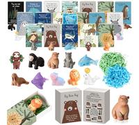 Soulchen Lot de 100 cadeaux inspirants en vrac pour collègues de travail - Cadeau émotionnel positif - Mini figurines d'animaux en résine avec boîte à jeux de mots pour amis, personnel, cadeaux de