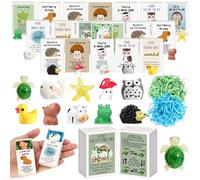 Soulchen Lot de 100 cadeaux inspirants en vrac pour collègues de travail - Cadeau émotionnel positif - Mini figurines d'animaux en résine avec boîte à jeux de mots pour amis, employés, cadeaux de Noël