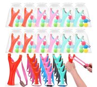 Soulchen Lot de 12 jeux de lance-pierre David et Goliath comprenant 60 pompons en feutre pour cadeau religieux, activités d'été, sports de chasse en plein air (plastique en forme de U, couleur vive)