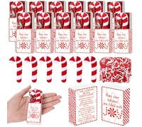 Soulchen Lot de 30 mini peluches de canne à sucre d'orge de Noël et boîte cadeau pour Noël, événements d'église, fêtes religieuses pour collègues, employés, enseignants, écoles du dimanche