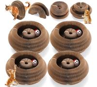 Soulchen Lot de 4 griffoirs en forme d'organe magique pour chat, jouet combinable pour animaux de compagnie adultes, grattoir interactif en carton avec clochette, tapis à gratter pliable en accordéon